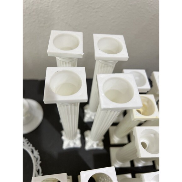 Wedding Cake Decor Mix Lot Roman Columns Topper Decorating White Grecian Pillars - Picture 12 of 16